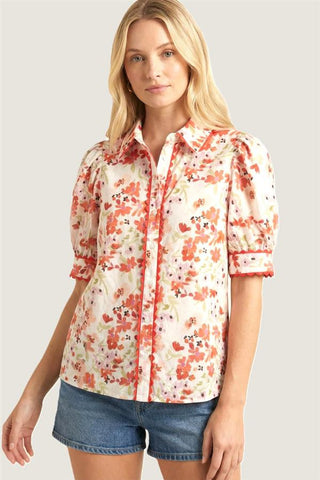 Vivian Coral Print Top
