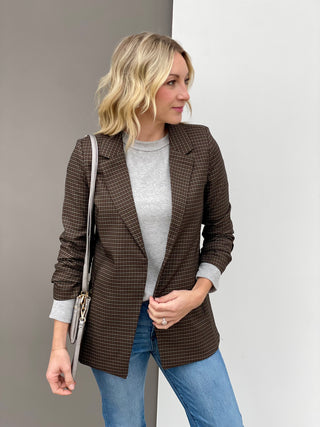 Shay Dark Mocha Plaid Blazer