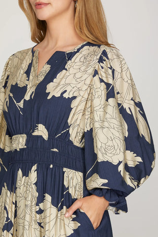 Ellis Navy Floral Dress