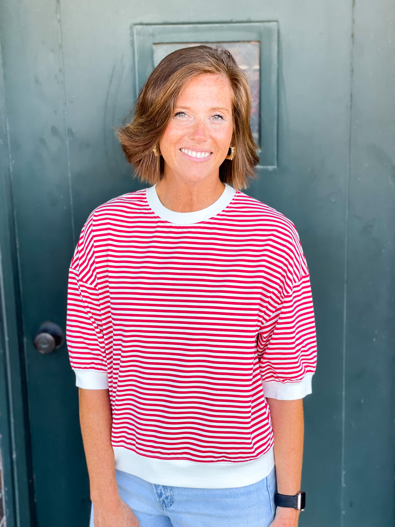 Mary Beth Red Stripe Top