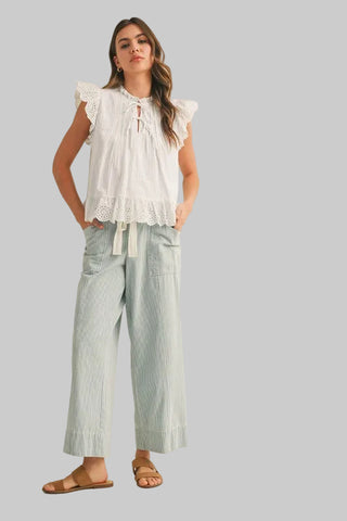 Mindy Lt Blue Stripe Drawstring Denim