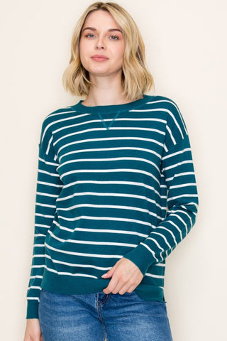 Anna Teal Stripe Sweater