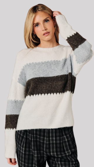 Kenna Cream Color Block Sweater