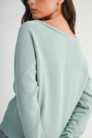 Jessica Aqua Waffle Top