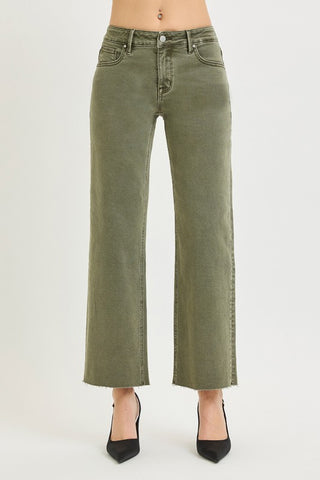 Maren Olive Mid Rise Straight