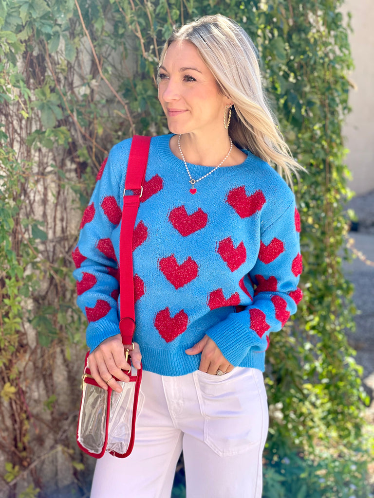 Drew Blue Heart Sweater