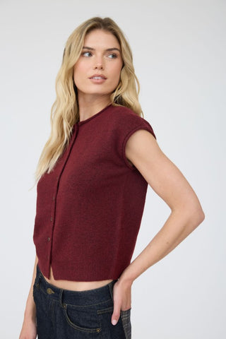 Ivy Wine Sleeveless Cardigan