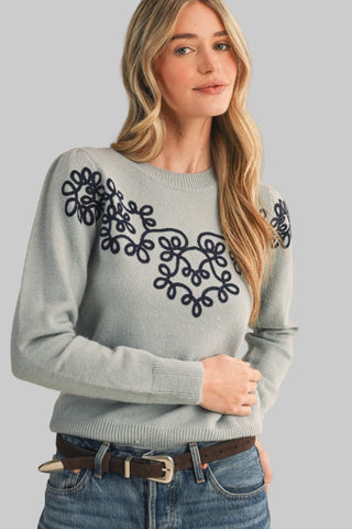 Lydia Blue/Navy Print Sweater