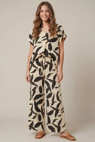Kyomi Black Print Top