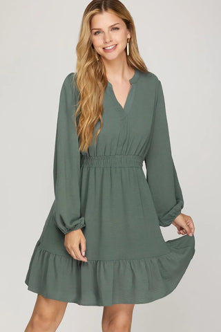 Margaret Slate Olive Dress
