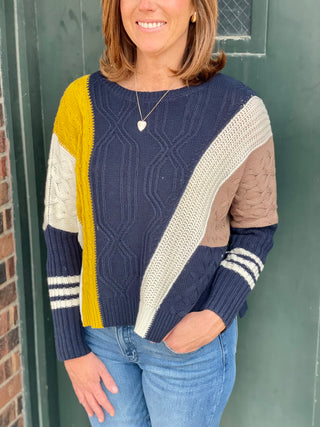 Cheryl Mustard/Navy Sweater