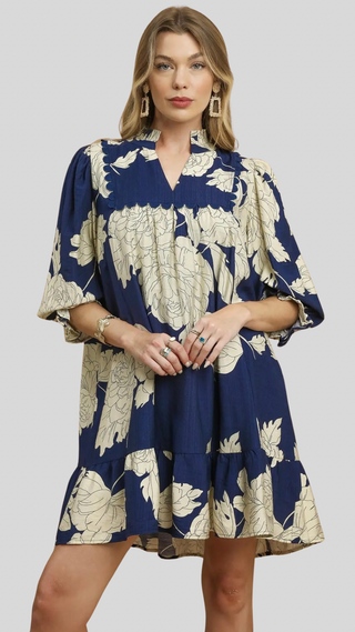 Aria Navy Print Dress