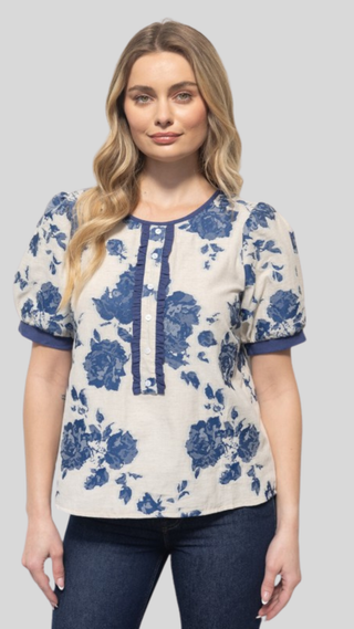 Karla Blue Print Top