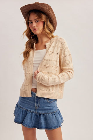 Tricia Beige Textured Cardigan