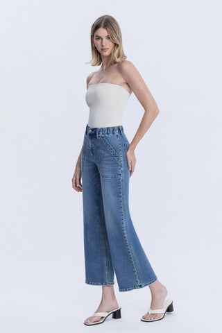 Teresa Elastic Waist Wide Jean