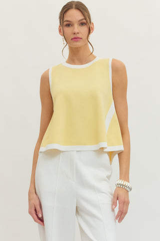 Calliope Lemon/White Swing Knit Top
