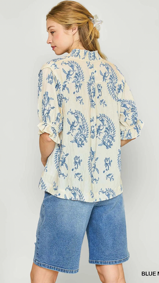 Collette Blue Print Top