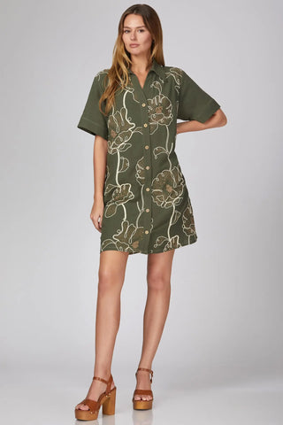 Luna Olive Embriodered Dress