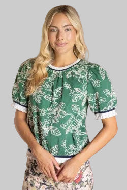 Sasha Green Embroidered Top