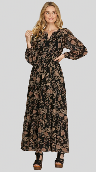 Samara Black Floral Dress