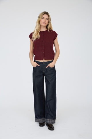 Ivy Wine Sleeveless Cardigan