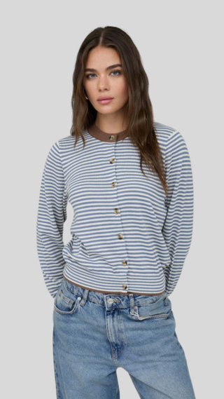 Devon Blue Stripe Contrast Cardigan