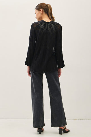 Michelle Black Crochet Cardigan