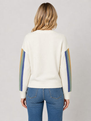 Abry Ivory Stripe Sleeve Sweater
