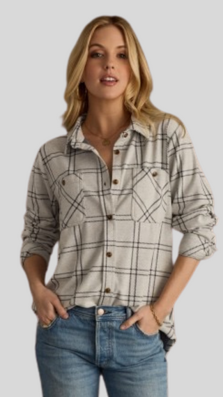 Elise Grey Plaid Button up