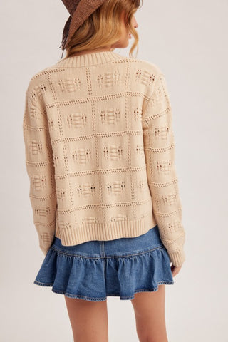 Tricia Beige Textured Cardigan