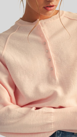 Marielle Pink Henley Sweater