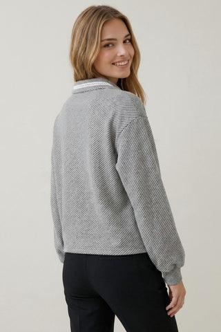 Emilie Grey Stitch Top
