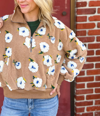 Colleen Floral Taupe Pullover