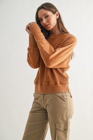 Mandy Amber Waffle Pullover