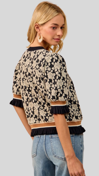 Rema Black Print Top