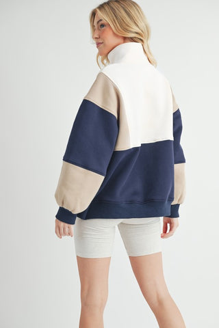 Blythe Coffee Colorblock Pullover