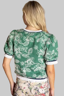 Sasha Green Embroidered Top