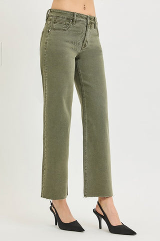 Maren Olive Mid Rise Straight