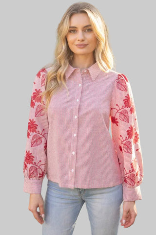 Carly Red EmbroideredTop