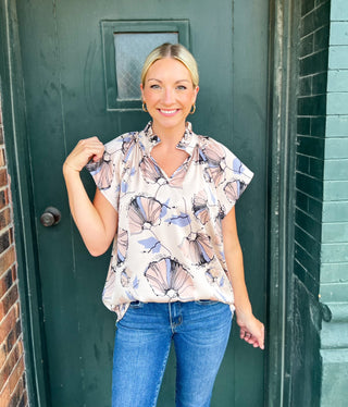 Gretchen Champagne Print Top