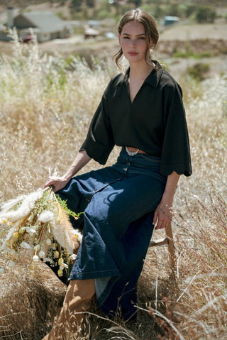 Reese Black Scallop Top