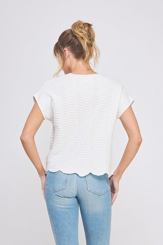 Paula Ivory Scalloped Sweater