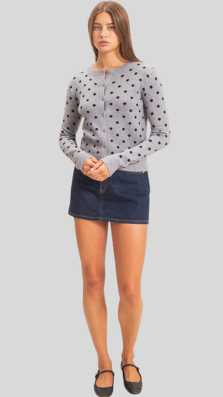 Evelyn Grey Polka Dot Cardigan