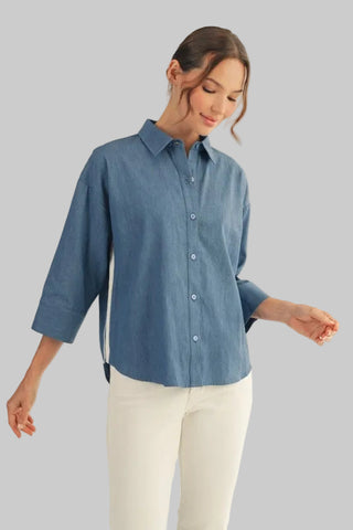 Devon Denim Contrast Button-Up