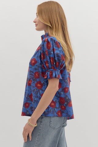 Ginny Blue Floral Blouse