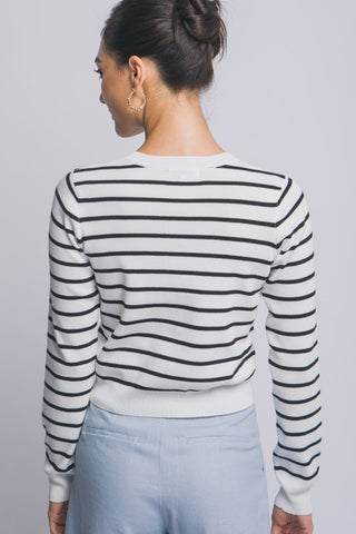 Randi White/Black Stripe Cardigan