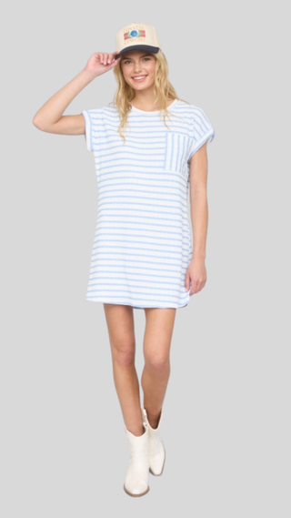 Tatum Blue Stripe Terry Dress