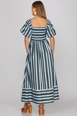 Merritt Green/Blue Midi Dress