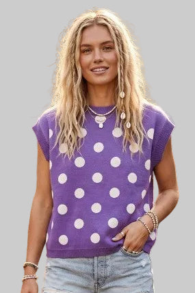 Nora Purple/White Polka Dot Sweater