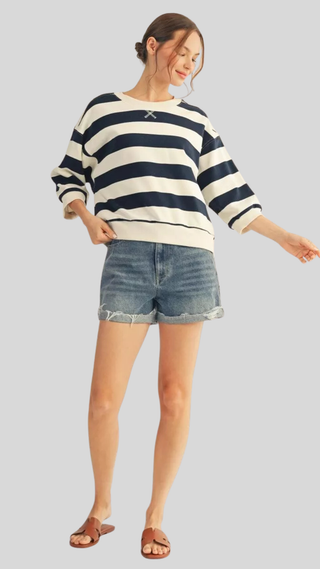 Ginny Navy Stripe Sweatshirt